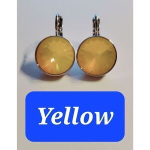 Swarovski Element NEW! ‎ Earrings Yellow Rare color. Leverback. Dangles 15mm